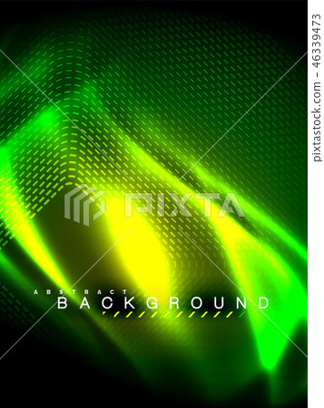 Neon glowing wave, magic energy and light motion background. Vector illustration 46339473