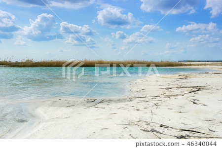 Landscape With Turquoise Lake Among The White Sand 46340044