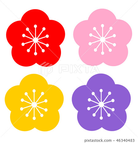 Japanese pattern, plum blossom, illustration cut illustration 46340483