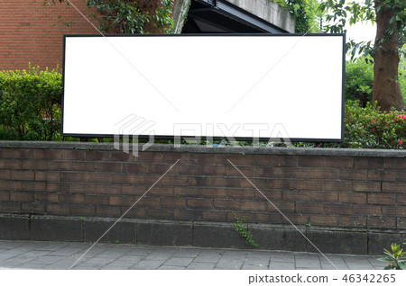 Large blank billboard on a street wall, 46342265
