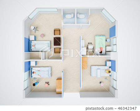 Sick room bird view 46342347