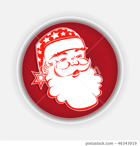 Christmas red composition with the head silhouette of Santa Claus. 46343919