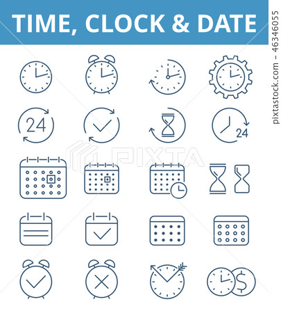 The clock, watch and time line concept icon set. 46346055