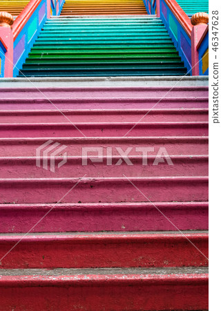 Close-up of the colorful staircase at Batu Caves 46347628