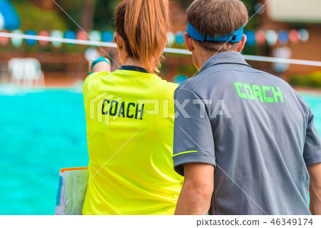 Back view of sport coaches Back view of sport coaches 46349174