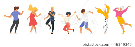 Dancing people silhouette Dancing people silhouette 46349343