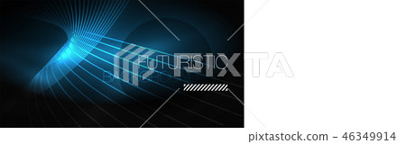 Digital technology abstract background - neon geometric design. Abstract glowing lines. Colorful 46349914