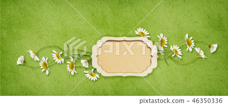 Daisy flowers and a paper frame with copy space Daisy flowers and a paper frame with copy space 46350336