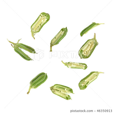 Top view of White sesame  on white background. 46350913