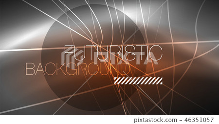 Digital technology abstract background - neon geometric design. Abstract glowing lines. Colorful 46351057