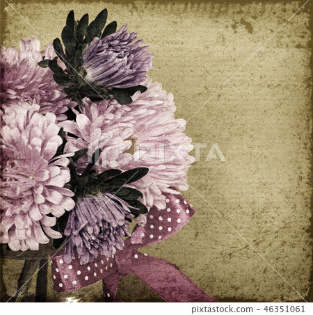 .Asters on old background .Asters on old background 46351061