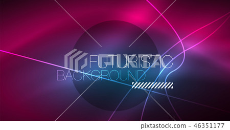 Digital technology abstract background - neon geometric design. Abstract glowing lines. Colorful 46351177