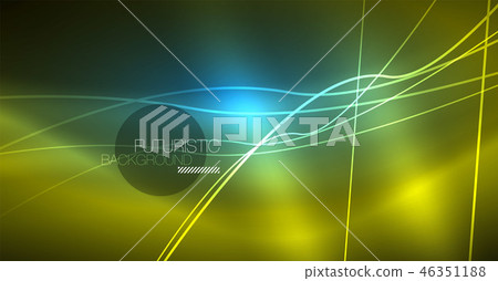 Neon glowing magic background, neon banner, night sky wallpaper. Magic light effect. Christmas 46351188