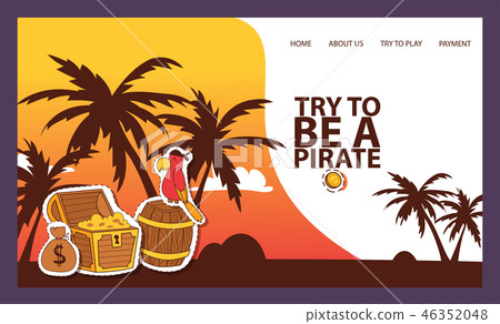 Pirates adventure hunt for lost treasure banner vector illustration. Try to be a pirate. Treasure Pirates adventure hunt for lost treasure banner vector illustration. Try to be a pirate. Treasure 46352048
