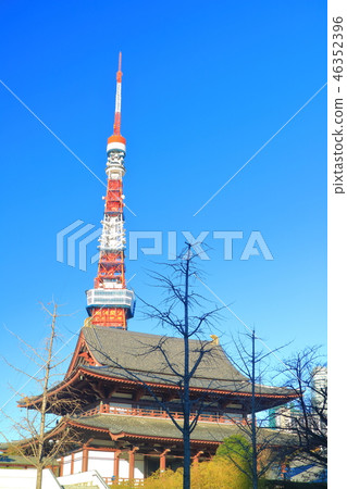 天氣好的Zojoji寺和東京鐵塔 天氣好的Zojoji寺和東京鐵塔 46352396