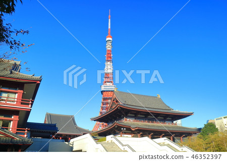 天氣好的Zojoji寺和東京鐵塔 天氣好的Zojoji寺和東京鐵塔 46352397