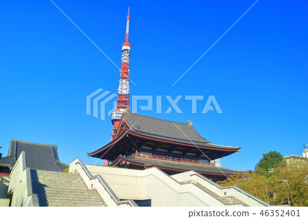 天氣好的Zojoji寺和東京鐵塔 天氣好的Zojoji寺和東京鐵塔 46352401