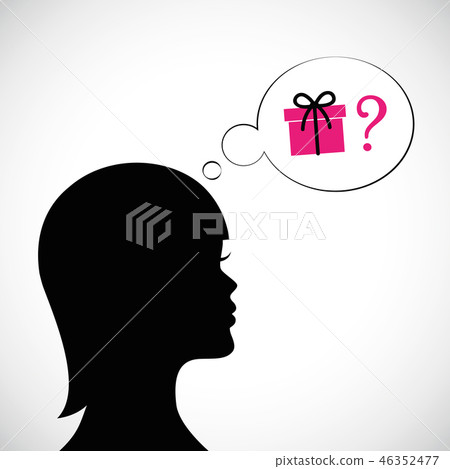 woman think about gift idea silhouette woman think about gift idea silhouette 46352477