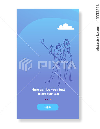 two bearded men taking selfie photo smartphone camera couple tourists vacation traveling concept 46353218