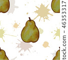 Seamless pattern with watercolor pears 46353317