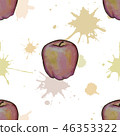 Seamless pattern with watercolor apples 46353322