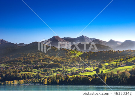 Small village near Thun lake, Switzerland Small village near Thun lake, Switzerland 46353342