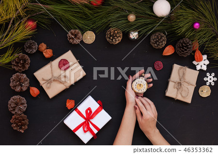 Christmas background card Christmas tree holiday new year gifts decor Christmas background card Christmas tree holiday new year gifts decor 46353362