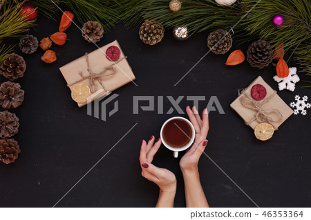 Christmas background card Christmas tree holiday new year gifts decor Christmas background card Christmas tree holiday new year gifts decor 46353364