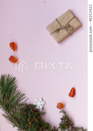 Pink Christmas background new year tree gifts holiday Pink Christmas background new year tree gifts holiday 46353421