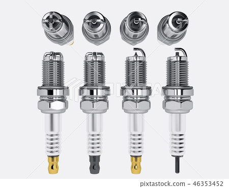 3D Spare parts spark plugs on white background for car and motorcycle 3D Spare parts spark plugs on white background for car and motorcycle 46353452