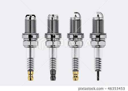 3D Spare parts spark plugs on white background for car and motorcycle 46353453