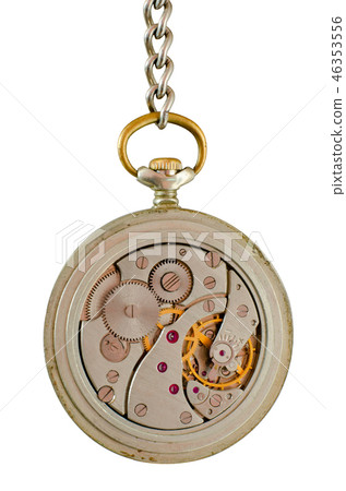Mechanism of old pocket watch on a chain 46353556
