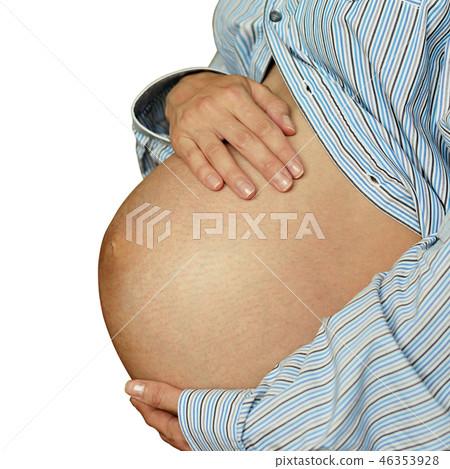 Pregnant woman in striped shirt 46353928