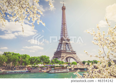 eiffel tour over Seine river 46354142