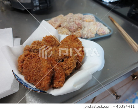 Cutlet being cooked 46354411