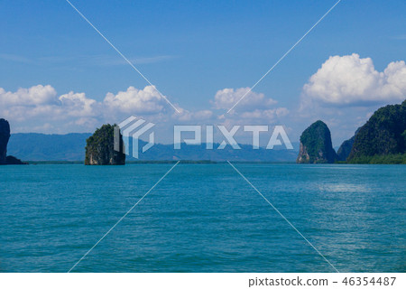 Tropical sea, sky & mountain in summer in Thailand Tropical sea, sky & mountain in summer in Thailand 46354487