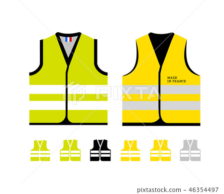 Yellow and light green reflective vests, as a symbol of protests in France against rising fuel Yellow and light green reflective vests, as a symbol of protests in France against rising fuel 46354497