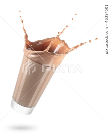glass of spilling chocolate milk glass of spilling chocolate milk 46354501