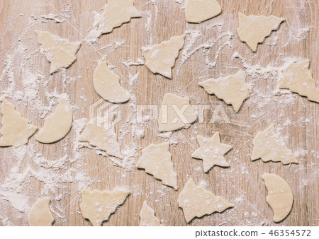raw christmas cookies closeup on table 46354572