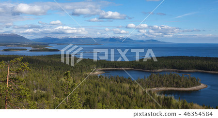 Aerial view of islands in the Kandalaksha Bay of the White Sea 46354584