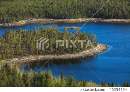 Aerial view of islands in the Kandalaksha Bay of the White Sea 46354594