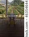 Outdoor table and chairs in bistro café in daytime 46354644