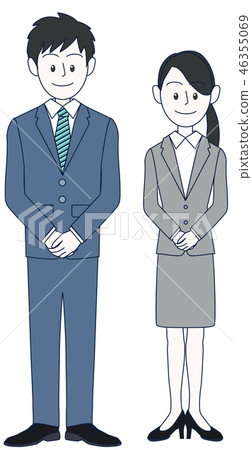 Young men and women businessmen forming hands in front Young men and women businessmen forming hands in front 46355069