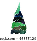Watercolor hand drawn christmas tree on white  46355129