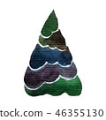 Watercolor hand drawn christmas tree on white  46355130