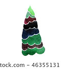 Watercolor hand drawn christmas tree on white  46355131
