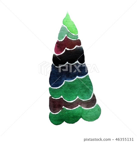 Watercolor hand drawn christmas tree on white Watercolor hand drawn christmas tree on white 46355131