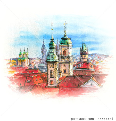 Watercolor Prague, Czech Republic 46355371