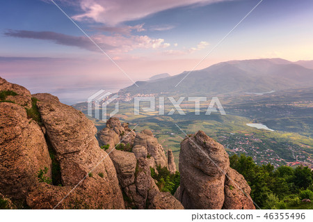 View of the valley in the mountains View of the valley in the mountains 46355496
