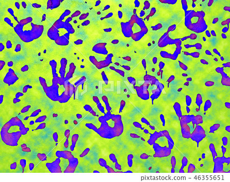 Multicolored imprints of human palms, fingerprint 46355651